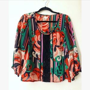 Anthropologie 100% Silk Odille Blouse RARE